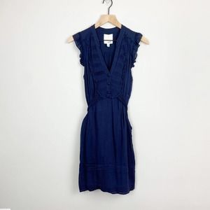 Anthropologie Odille All Season Sleeveless Shirt Dress Navy Blue Size 4